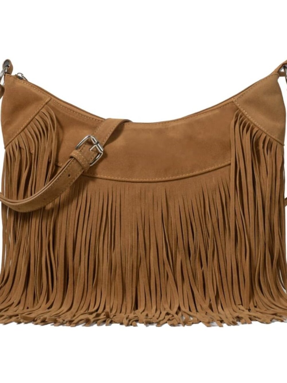 Women Fringe Hobo Bag Western Purse Shoulder Bag Vegan Suede Tassel Hippie Cross - Picture 1 of 6